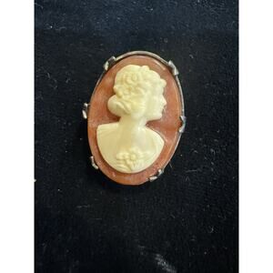 Cameo Vintage Sterling Brooch Pin